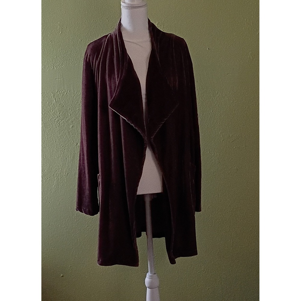 Dark Academia Victorian Chocolate Brown Velvet Cardigan Womens XL Extra Large